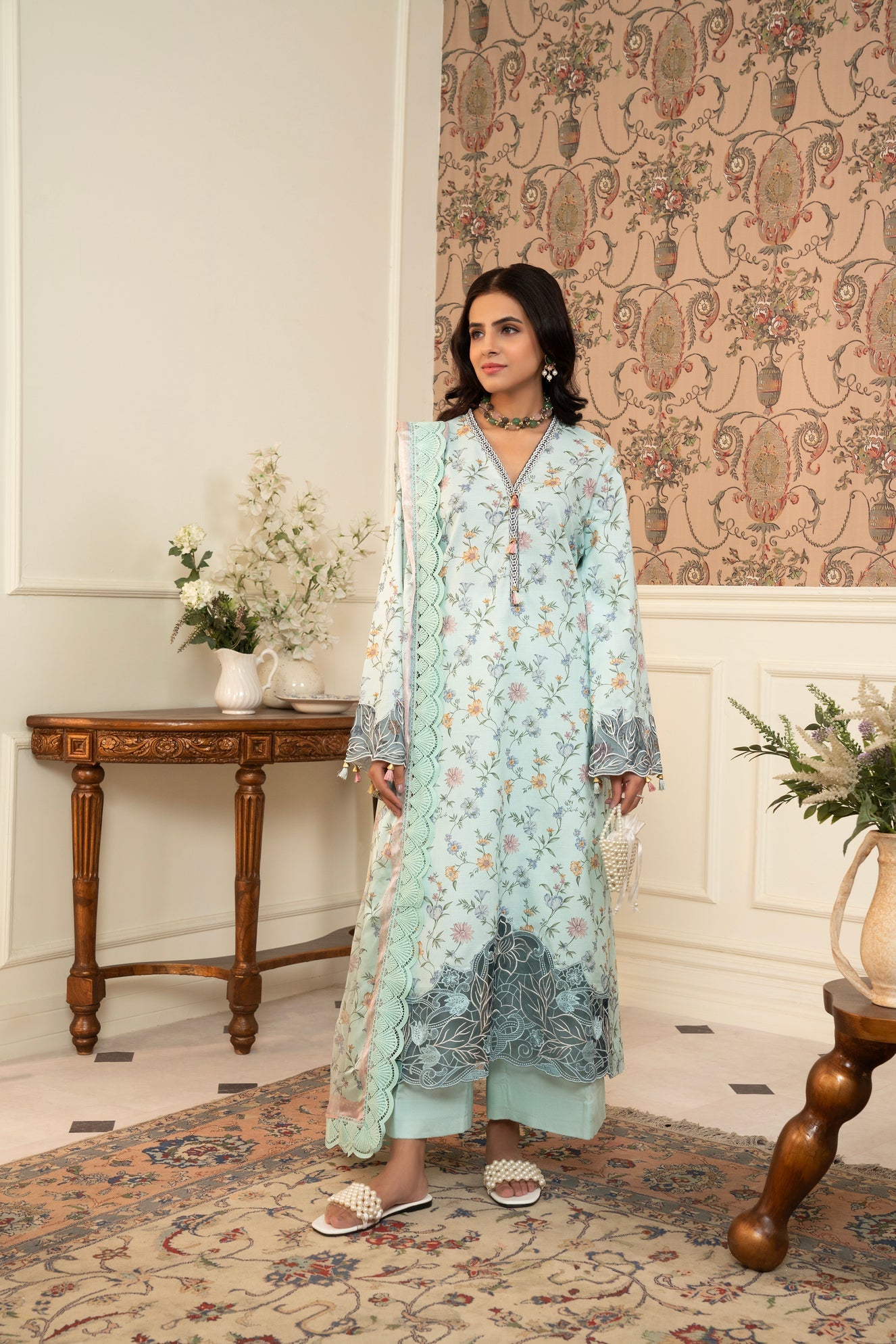 3 Piece Unstitched Embroidered Lawn Suit | MPT-2610