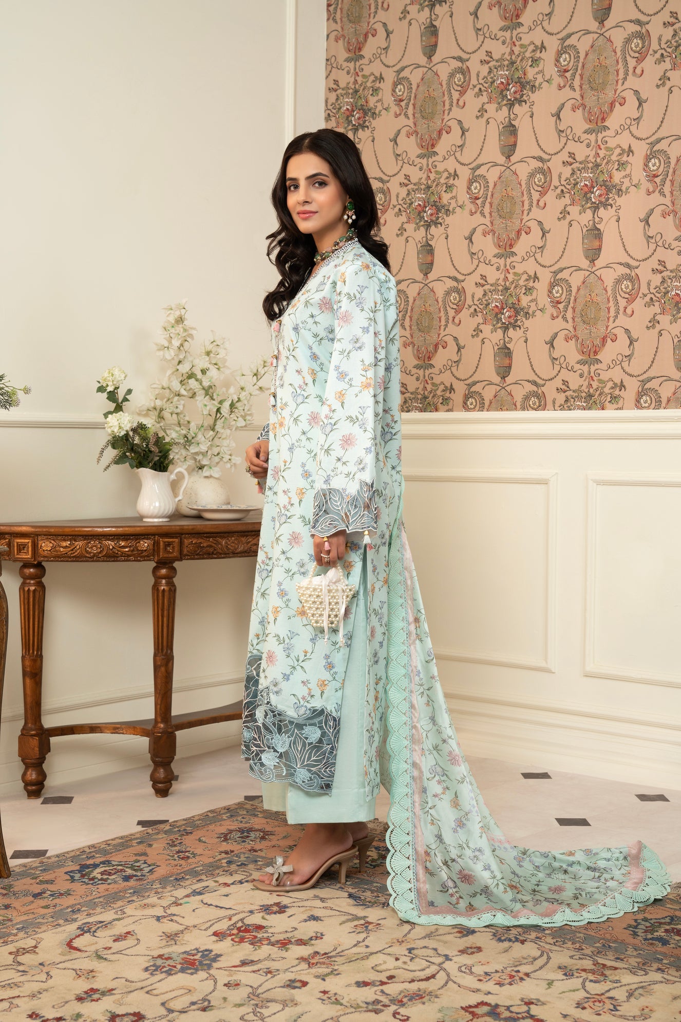 3 Piece Unstitched Embroidered Lawn Suit | MPT-2610