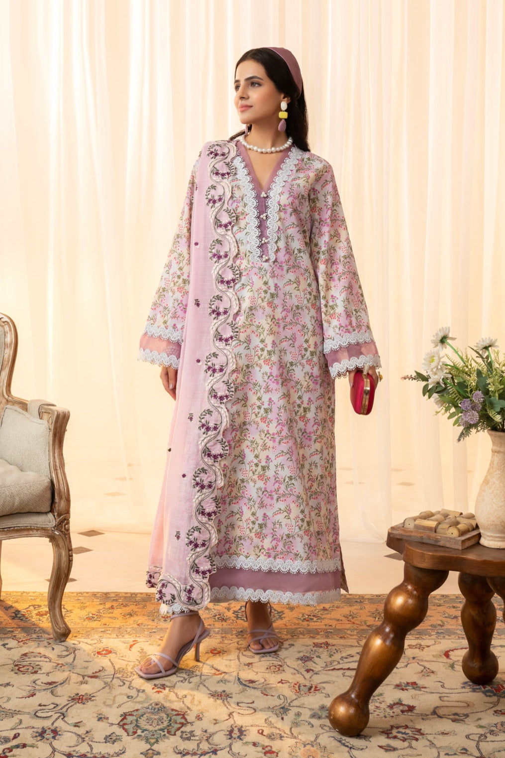3 Piece Unstitched Embroidered Lawn Suit | MPT-2618