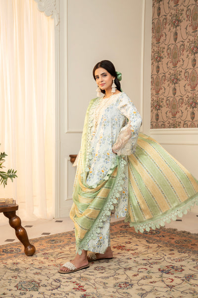3 Piece Unstitched Embroidered Lawn Suit | MPT-2615