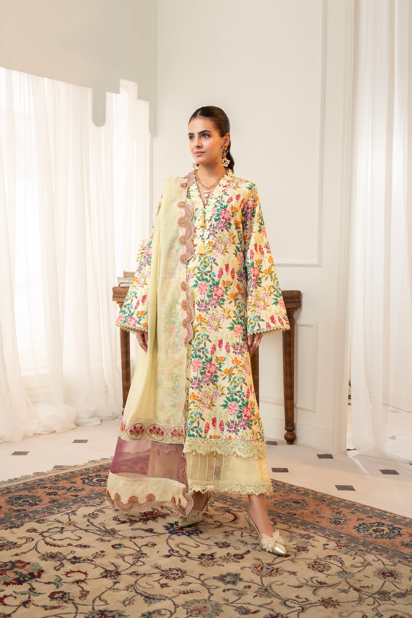3 Piece Unstitched Embroidered Lawn Suit | MPT-2613