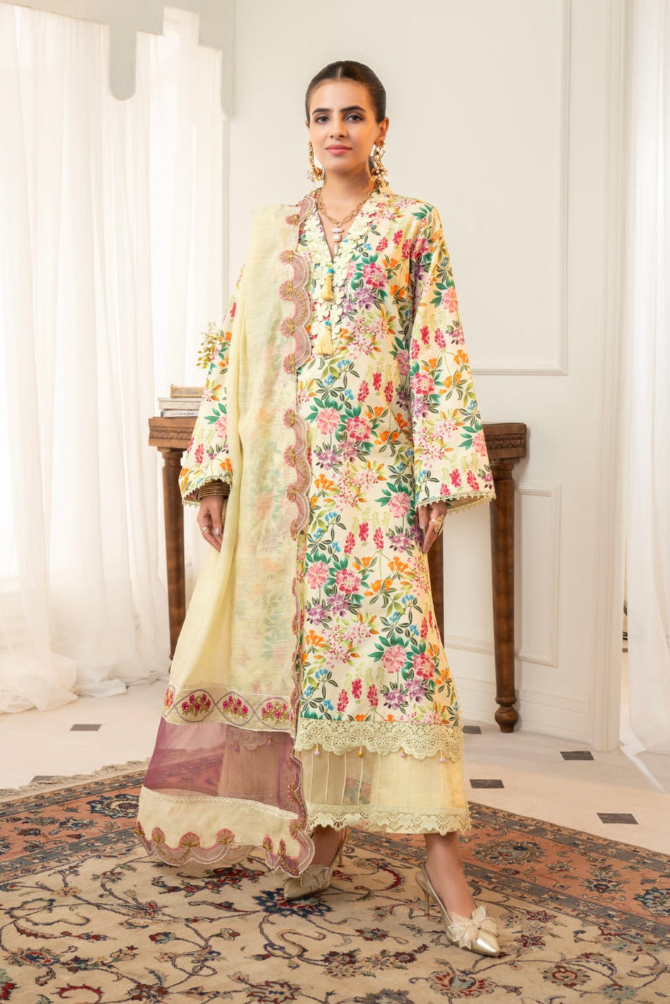 3 Piece Unstitched Embroidered Lawn Suit | MPT-2613
