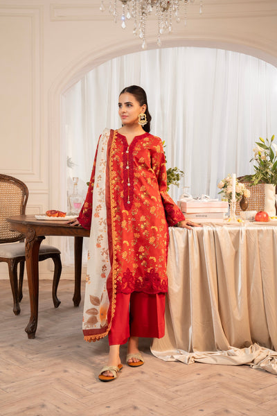 3 Piece Unstitched Embroidered Lawn Suit | MPT-2617