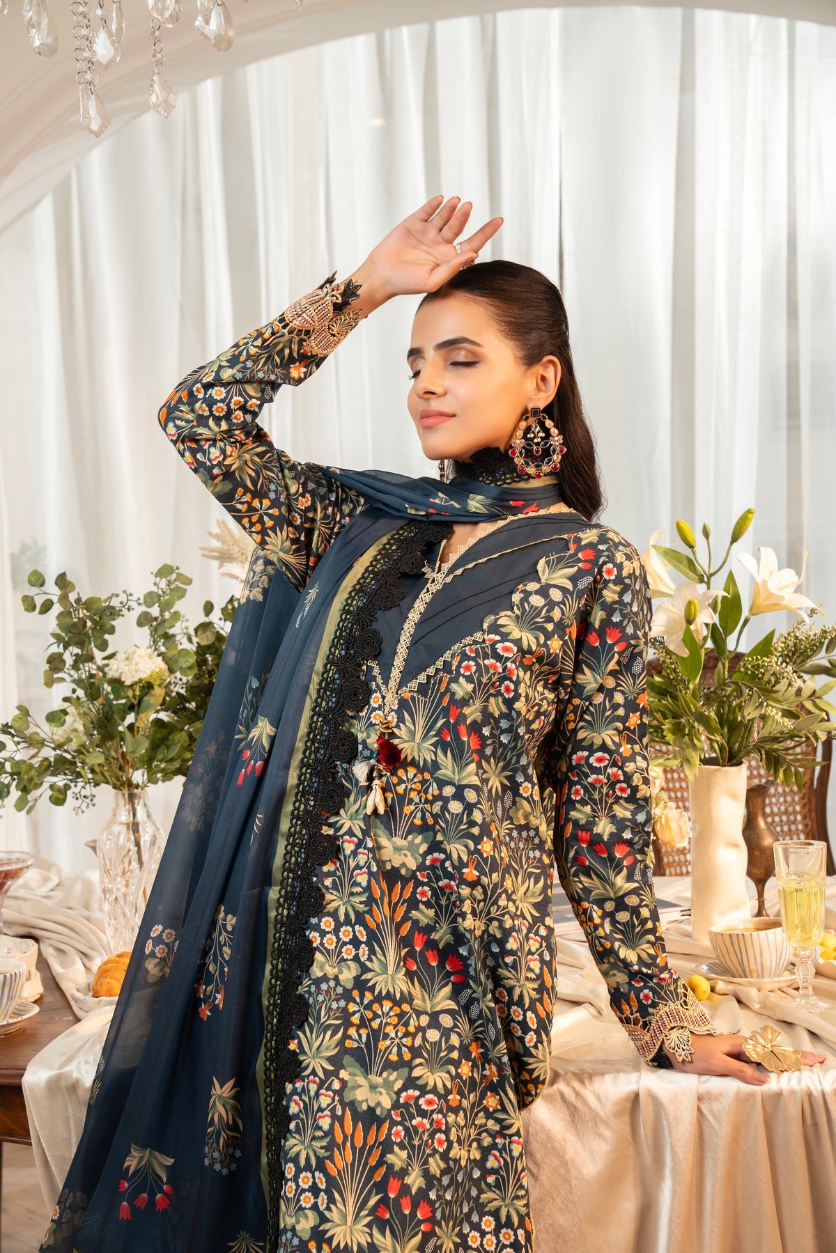 3 Piece Unstitched Embroidered Lawn Suit | MPT-2614