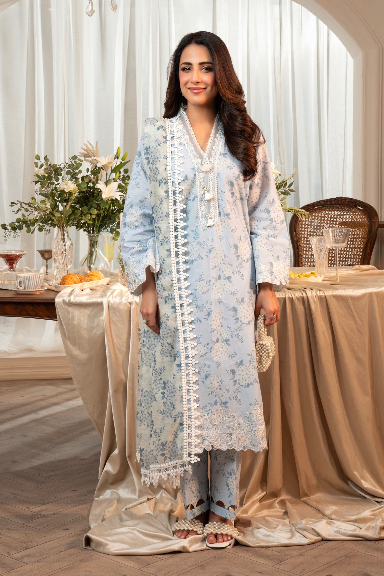 3 Piece Unstitched Embroidered Lawn Suit | MPT-2619