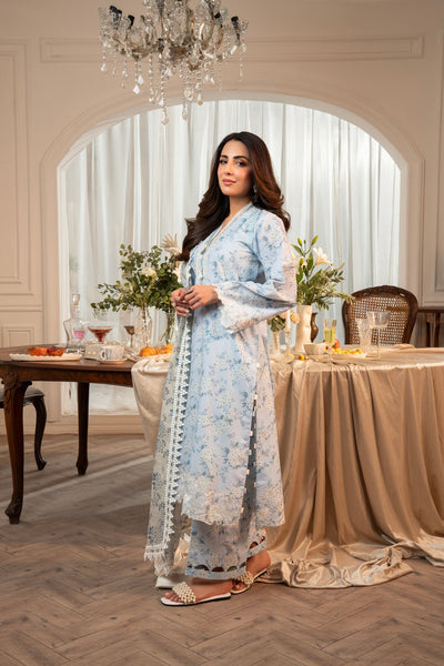 3 Piece Unstitched Embroidered Lawn Suit | MPT-2619