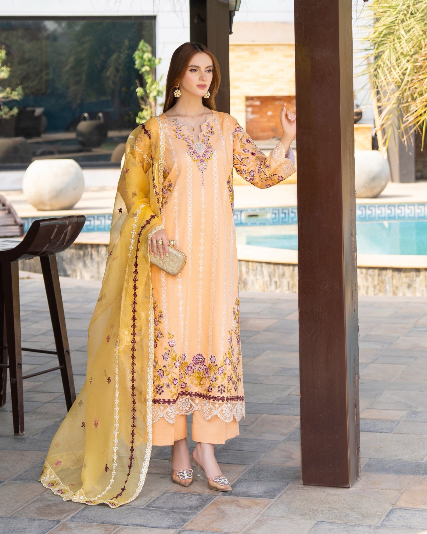 3 Piece Unstitched Luxury Embroidered | CLE-0207
